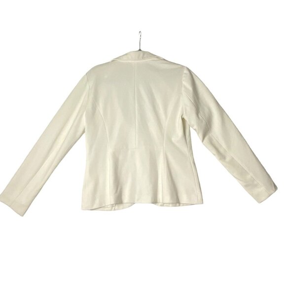 Sandro Blazer Women Size Medium Ivory Viscose Blend 2 Button Lined Scoop Neck - Picture 9 of 9